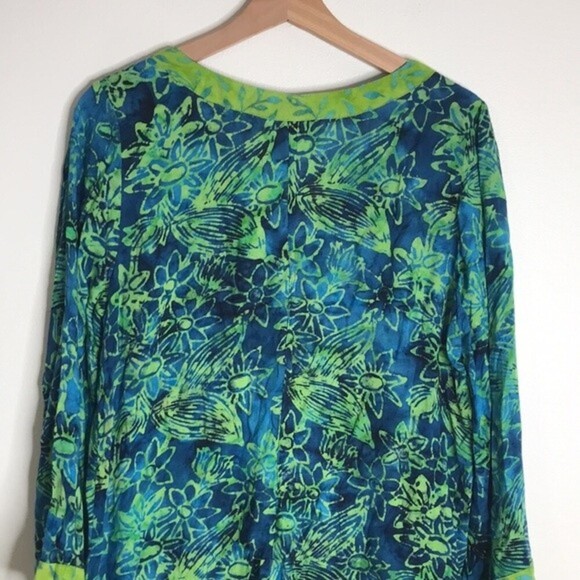 Soft Surroundings Anaisha tunic Blue lime green floral tie dye size small - Picture 11 of 12